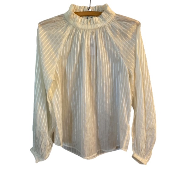 Ann Taylor striped jacquard mock neck top - XS - Picture 4 of 9